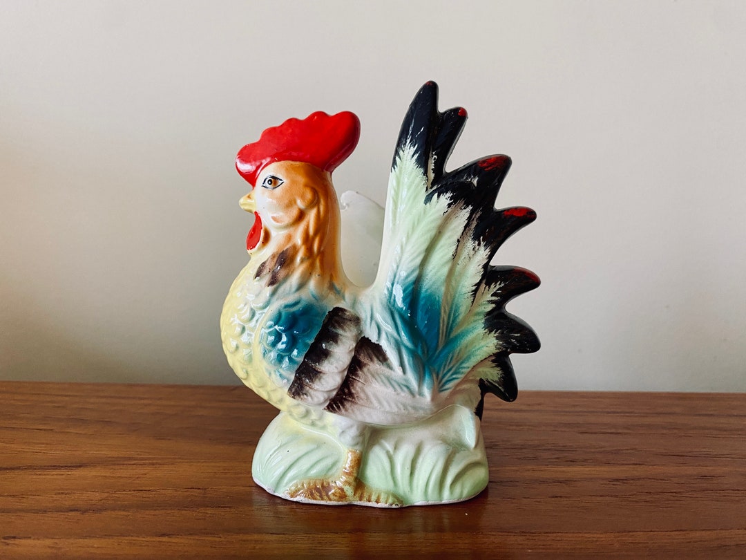 Vintage Ceramic Rooster Napkin Holder Kitchen Decor Made in Japan Mid