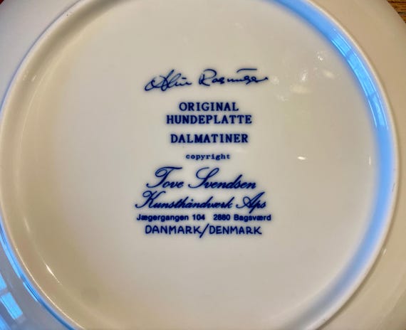 Tove Svendsen Collectible Dalmation Porcelain Plate 1970's/80's