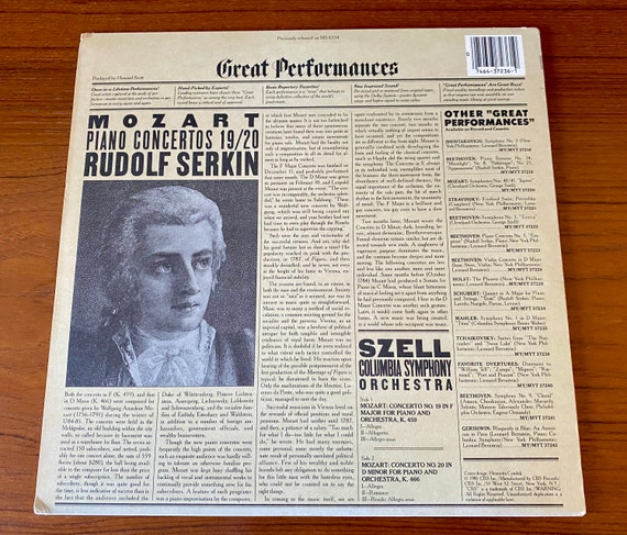 Mozart Piano Concertos 19/20 Vinyl LP - Serkin, Szell, Columbia