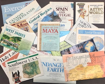Vintage National Geographic Supplements 1970's - 1980's - 1990's - International Maps and Brochures - Your Choice