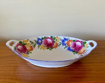 Vintage Czechoslovakian Floral Serving Platter 70s/80s - 13"x8"x2" - ZS&C Bavaria Stamp