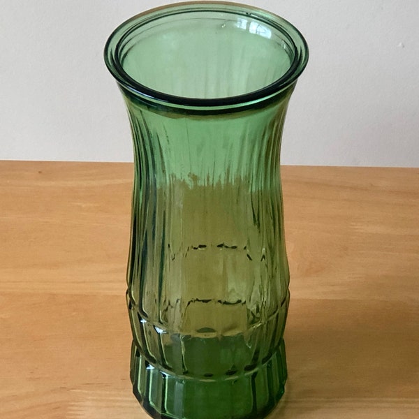 E.O. Brody Co. - Green Glass Ribbed Vase - Cleveland Ohio - Mid Century Decor - Vintage Collectible
