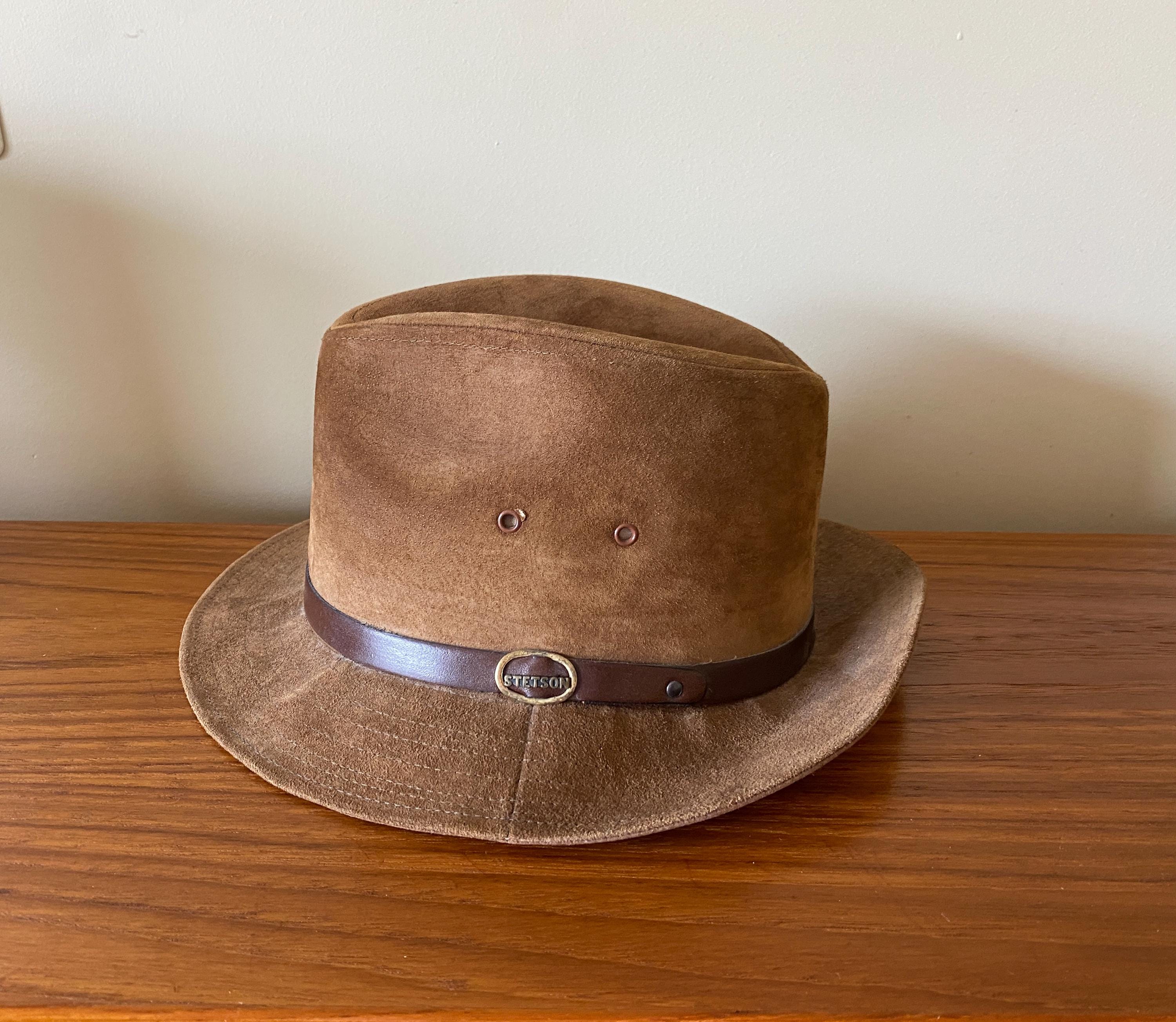 Vintage Winfield Cover Co Leather Cowboy Hat Black Suede Leather Medium‌‌‌ Distressed Style Classic Genuine Brown Leather Top Hat  main image 2