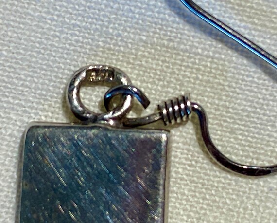 Vintage Black and 925 Silver Rectangular Dangle E… - image 9