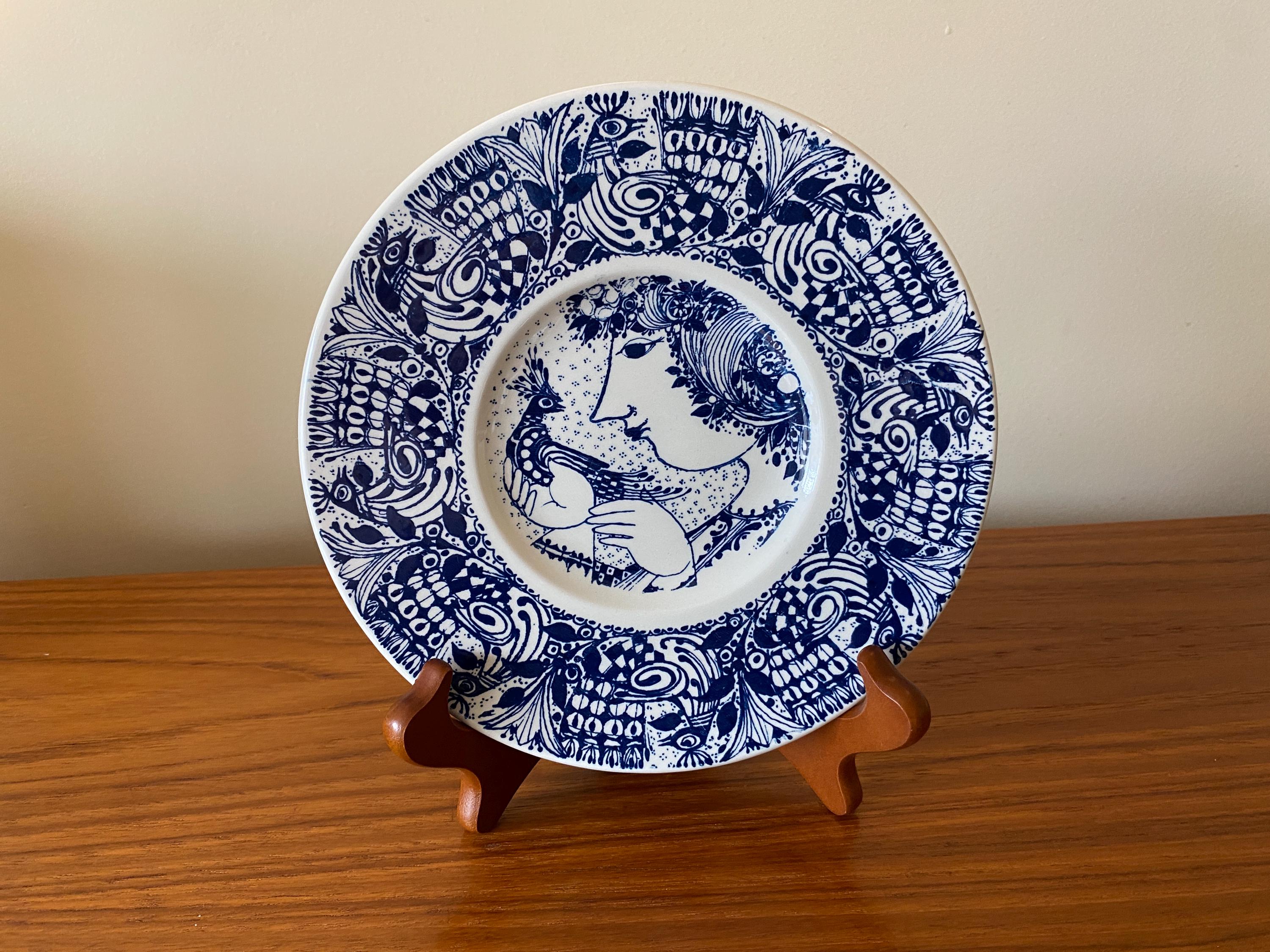 ヴィンテージ　Bjorn Wiinblad プレート 皿 ブルー ホワイト Bjorn Wiinblad - Etsy