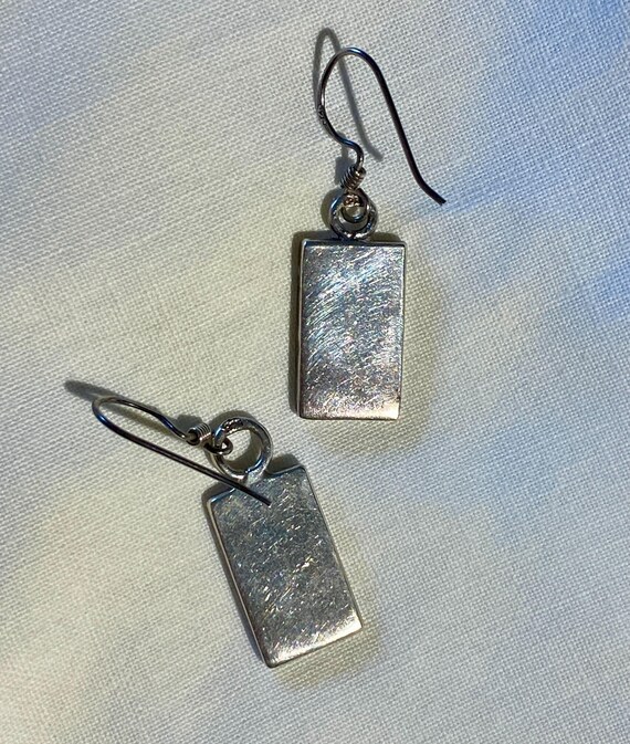 Vintage Black and 925 Silver Rectangular Dangle E… - image 5