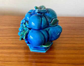 Vintage Inarco Mood Indigo Blue Ceramic Sugar Bowl with Lid - Made in Japan 1960's