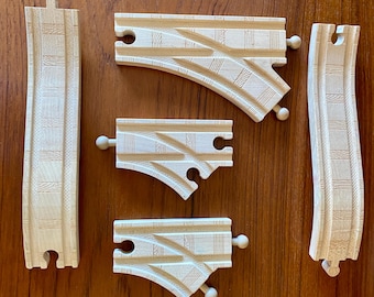 Vintage Brio Wooden Train Track – 5 Piece Connector Set