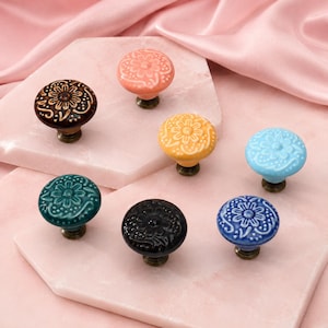 8 Color Floral Cabinet Hardware Vintage Style Drawer Pull for DIY Furniture Upgrade and Home Decor