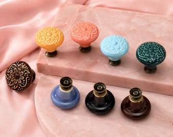 Bloemmotief ladeknop 34 mm Vintage kastgreep voor ladefronten, kledingkasten, dressoirs en meubels
