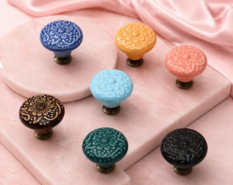 Decoratieve bloemvormige deurknop 3,4 cm (1,34 inch), elegante meubelgreep voor keukenkastjes en slaapkamerkasten.