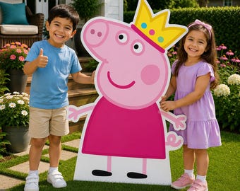 Princess Peppa Pig Printable Standee SVG | Birthday Party Prop & Yard Sign Cutout | Life Size Party Decor | Digital Download