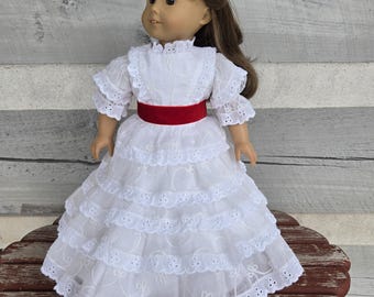 Vestido Southern Belle para boneca: Vestido branco com babados para bonecas de 45 cm (18 polegadas)