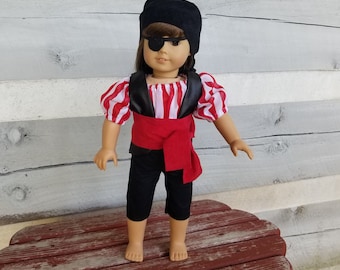 Fantasia de pirata para bonecas de 15 a 18 polegadas: conjunto de 6 peças