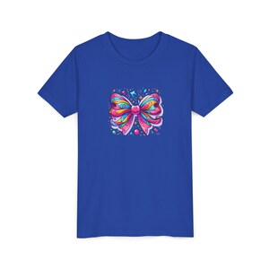 Colorful Coquette Bow Youth Tee Shirt, Fun Kids T-Shirt, Cute Children&#39;s Top, Vibrant Youth Clothing, Playful Girls Tee, Bright Bow Graphic