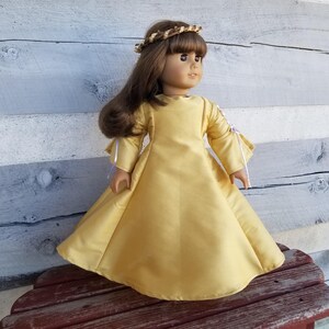 gold american girl doll dress Handmade Renaissance Silk With Headpiece & Slippers: Fits Dolls Week13