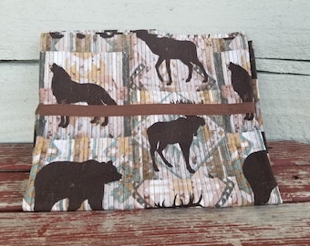 Fronha Hunter: Algodão feito à mão, tamanho padrão/queen com urso, alce e veado