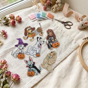 Vintage Disney Halloween Dog Custom Embroidered Patch, Spooky Trick or Treat Iron-on Patch, Cute Pet Lover Velcro patch, Jacket Decor