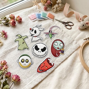 Pumpkin King Skeleton Custom Embroidered Patch, Retro Spooky Goth Iron-on Patch, Vintage Alt Fan Velcro patch, Denim Jacket DIY