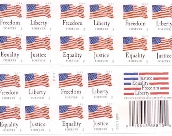 5 booklets of Peel & Stick mailing,stamps,flag style varys American Flag Stickers ,total of 100 adhesive stickers
