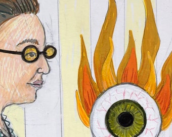 Original sketch of children receiving a strange gift. Archival fade resistant ink on bright white archival paper.