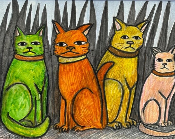 Cats in a field.