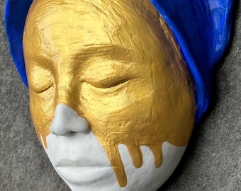 Untitled dripping gold face study.