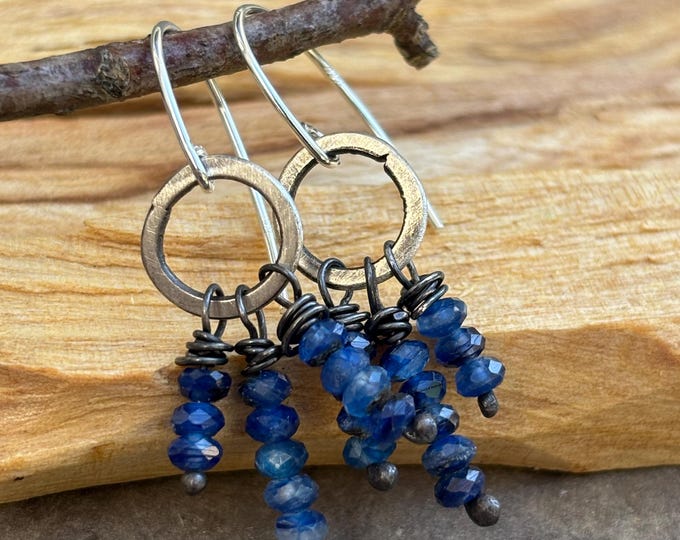 Faceted kyanite and sterling silver earrings