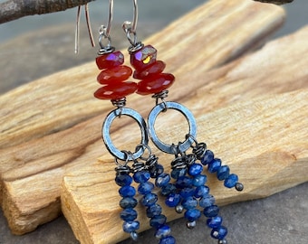 Faceted kyanite and sterling silver earrings