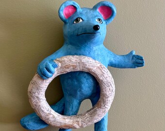 Blue mouse wall art.