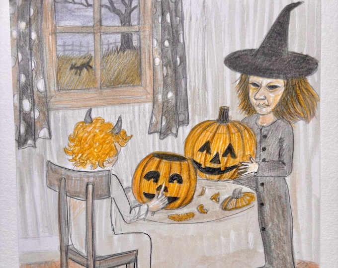 Kids Carving Pumpkins.