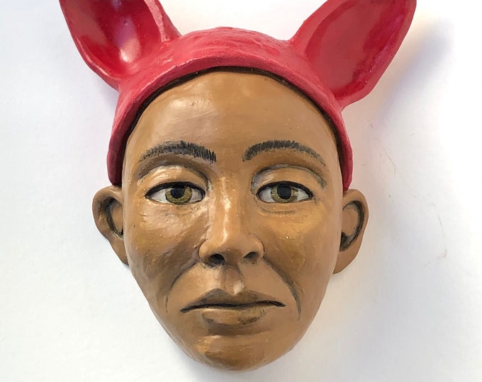 Ceramic face, clay art, ceramic sculpture, wall Art by Carrianne Hendrickson