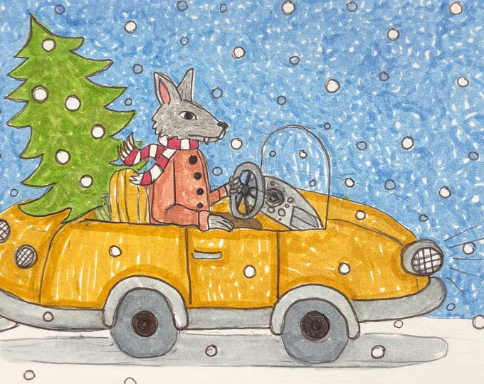 Christmas tree car trip.