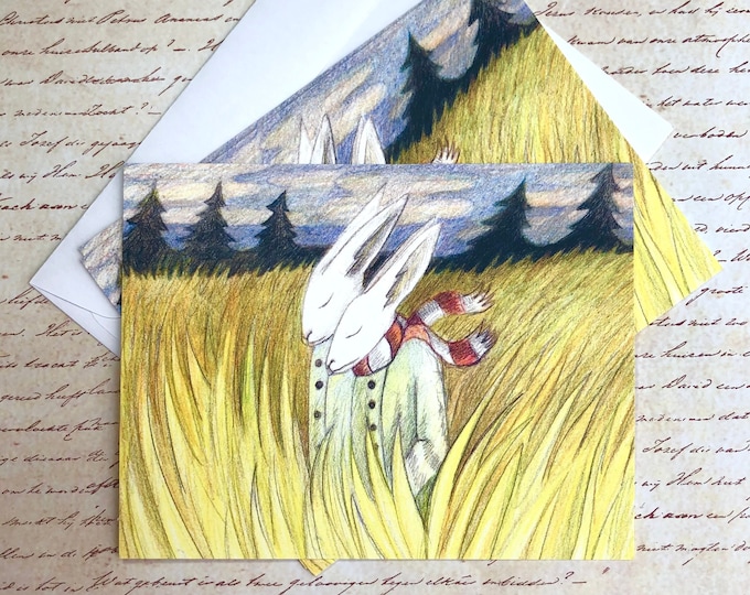 Rabbit Walk, flat notecards with envelopes