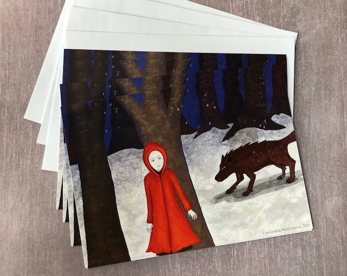 Set of 4 Red Riding Hood art prints with envelopes