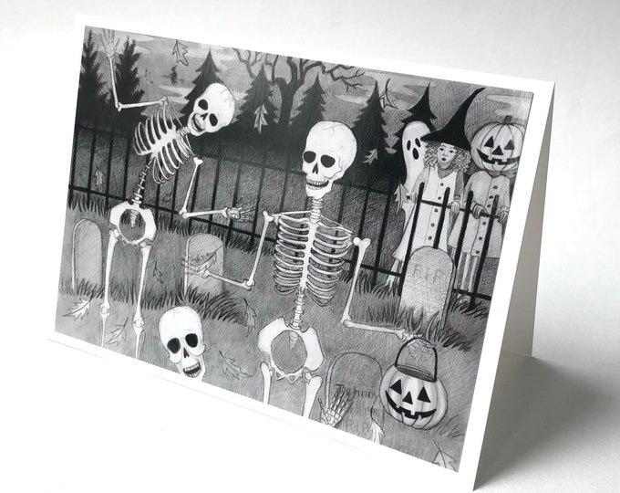 Handmade folded blank card, Halloween card