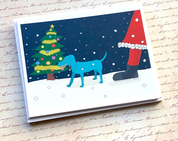 Dog walk Christmas card set of 5