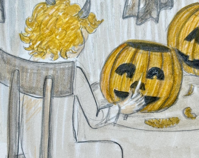 Kids Carving Pumpkins.