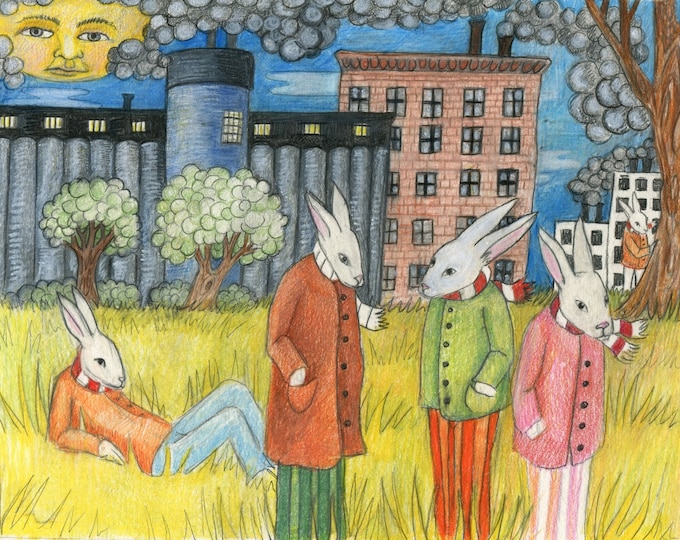 City Rabbits.  Original drawing .