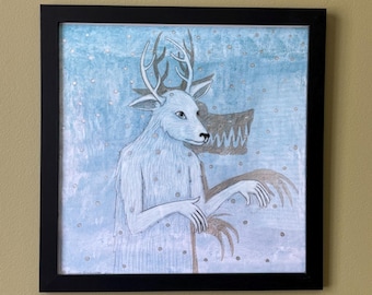 Anthropomorphic animal figure.