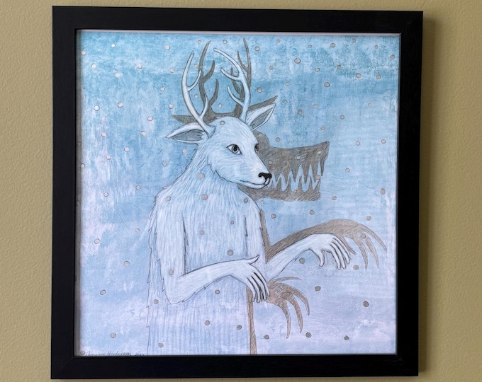 Anthropomorphic animal figure.