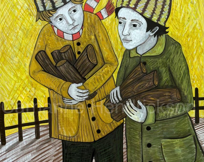 The wood gatherers, unframed print, signed Giclee print by Carrianne l Hendrickson