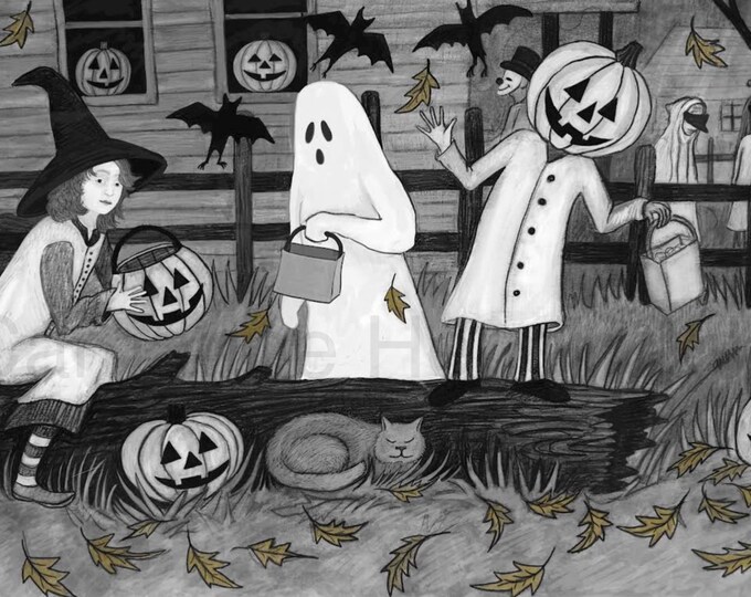 Halloween,  unframed signed Giclee print by Carrianne l Hendrickson