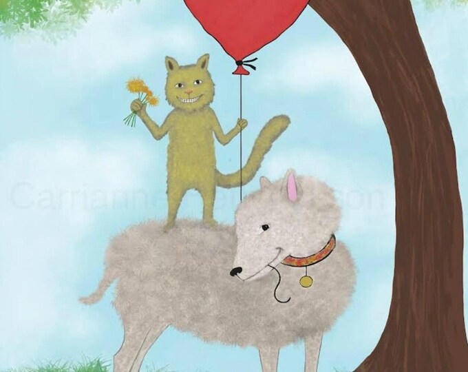 Giclee print, whimsical Springtime illustration. Signed Giclee print.