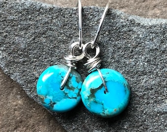 Kingman turquoise and sterling  earrings