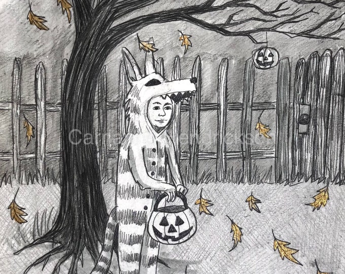 Original pencil sketch for Halloween print.