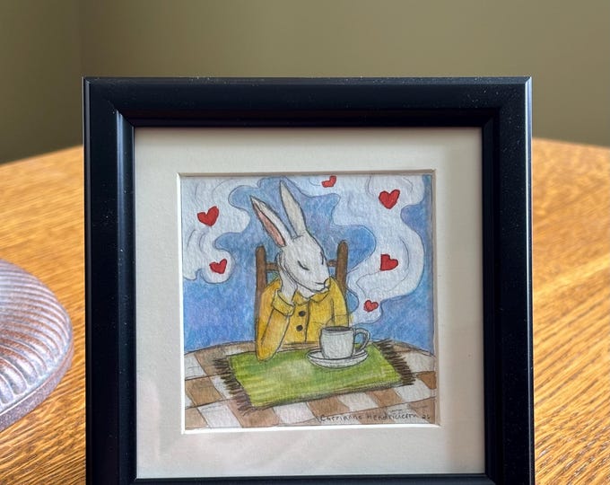 Rabbit dreaming. Original drawing.