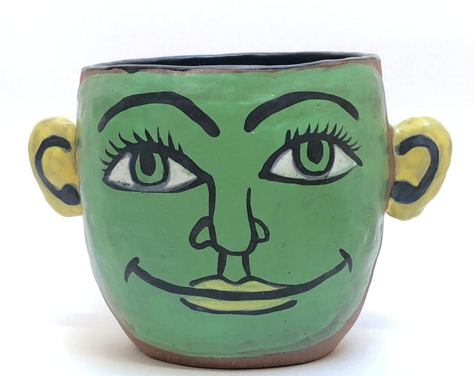 face pot, pinch pot, ceramic pottery, clay cup