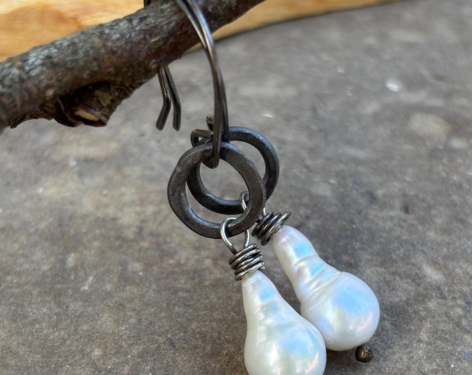 Freshwater pearl and sterling earrings