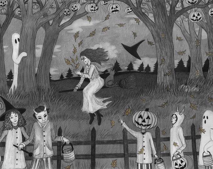 Halloween Eve, unframed print,  signed archival Giclee print by Carrianne l Hendrickson